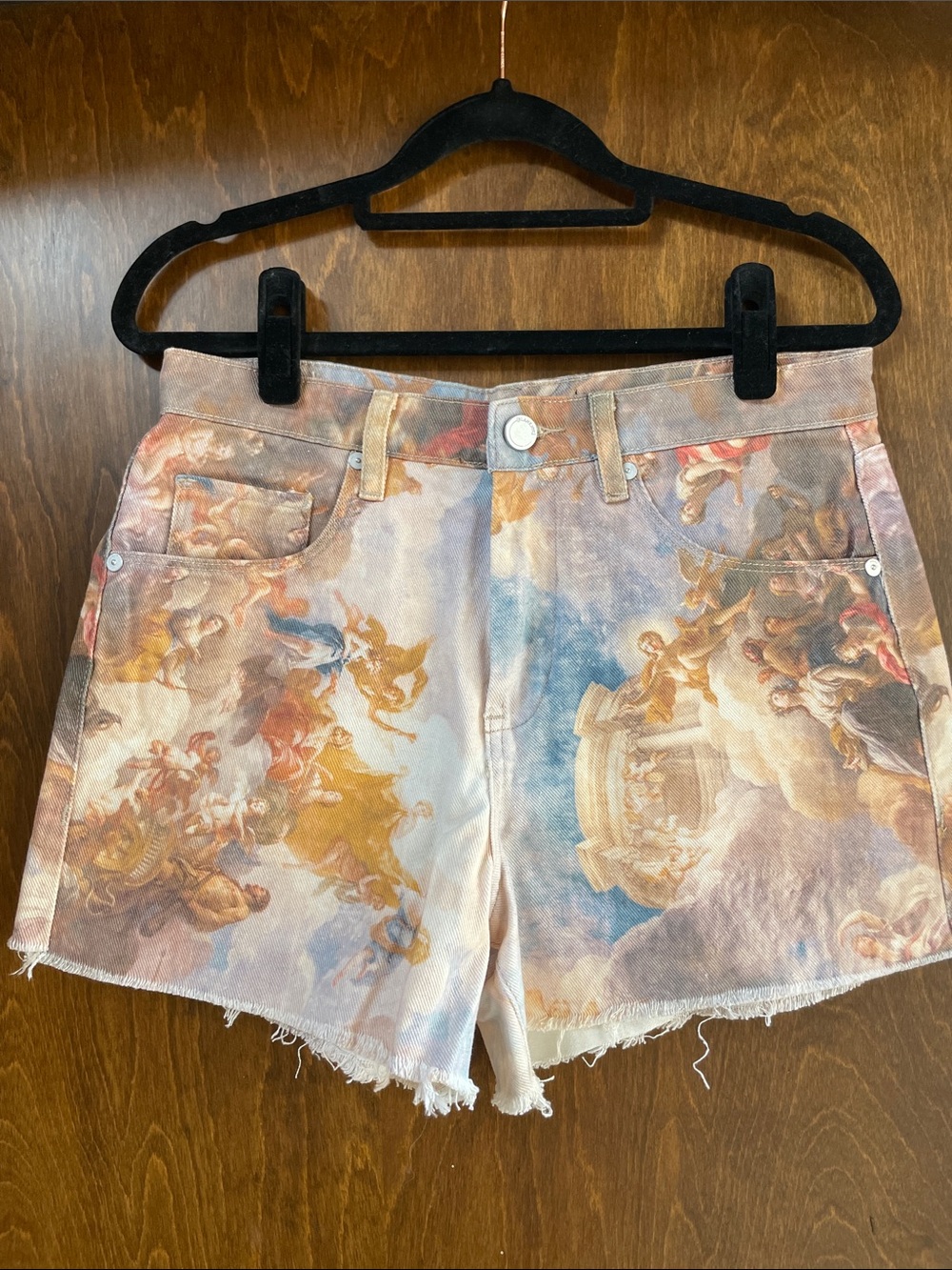 Revolve Blank NYC Painted Renaissance Print Denim Shorts